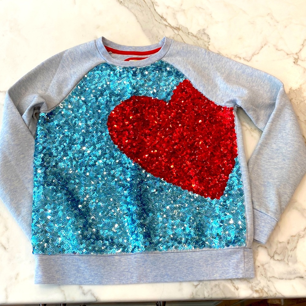 Mini Boden sequin design sweatshirt, girls size 11–12